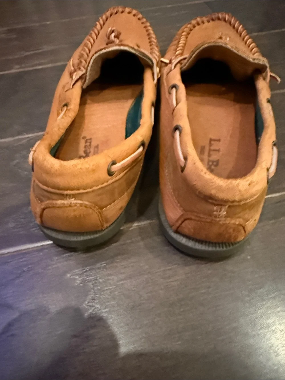 L.L. Bean Men's Tan Leather Boat Shoes - Made in USA - Rare